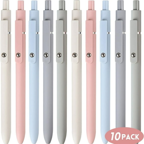 INTIGE Gel Pens, 10 Pack 0.5 mm Fine Point Neutral Pens, Quick Drying Black Ink Pens, Morandi Color