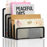 INTIGE Mail Organizer Countertop with 5 Slot, Metal Mail Holder for Desk, File Holder Letter Sorter for Envelope, Bill and Document