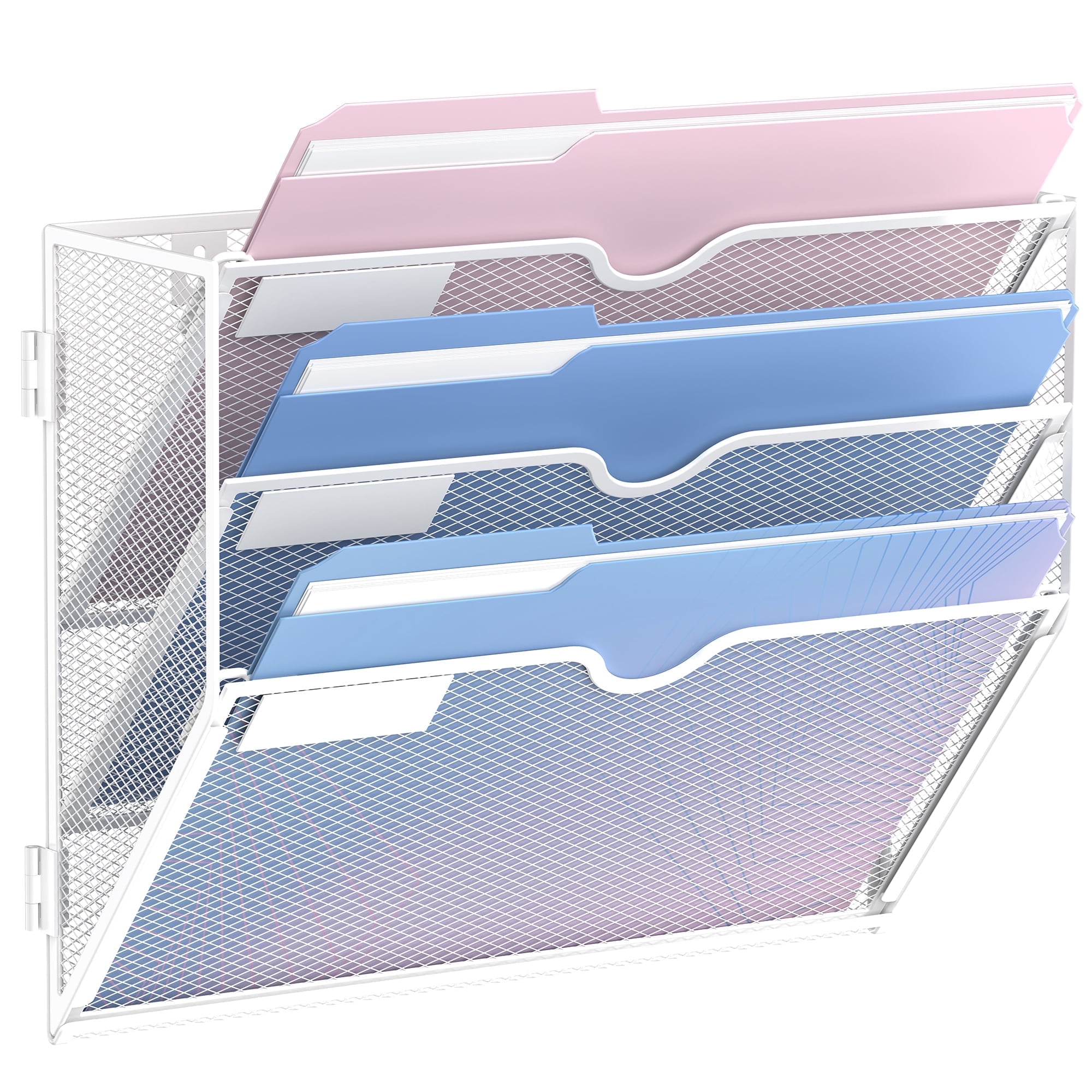 INTIGE Wall File Organizer, 3 Tiers Hanging Wall File Holder for Papers ...