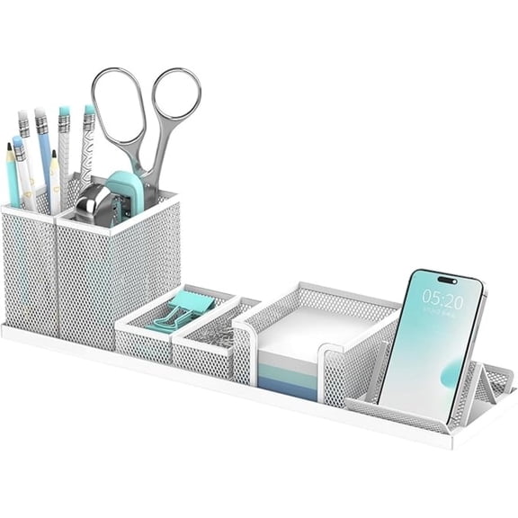 INTIGE Multifunctional Pen Holder for Desk, 6 Piece Mesh Desk Organizer set for Office Organization with Mail Organizer, Letter Phone Holder
