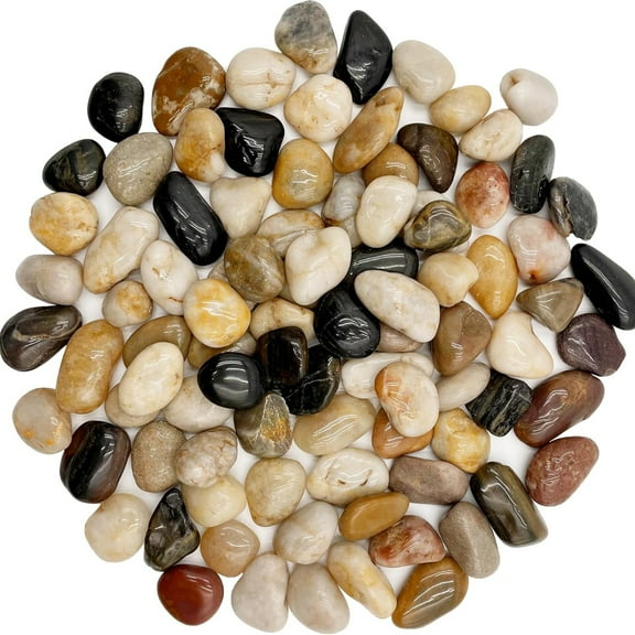 INTIGE River Pebbles - 3/8 Inch Decorative Stones for Indoor Plants and Garden Landscaping