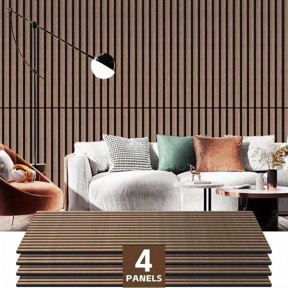 INTIGE Wood Slat Wall Panel, 4 Pcs Acoustic Wall Panels, 47.2" x 23.6" Wood Wall Panels, 3D Sound Dampening Panels Wall Decoration