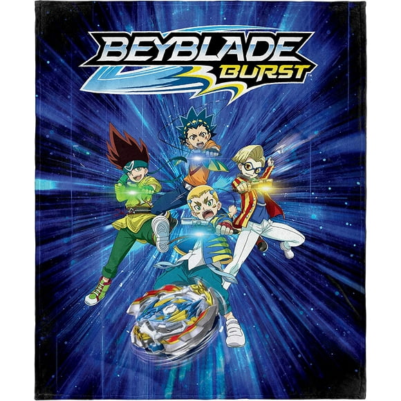 INTIMO Beyblade Burst Rise Spinner Tops Launch Time Anime Characters Silk Touch Plush Throw Blanket