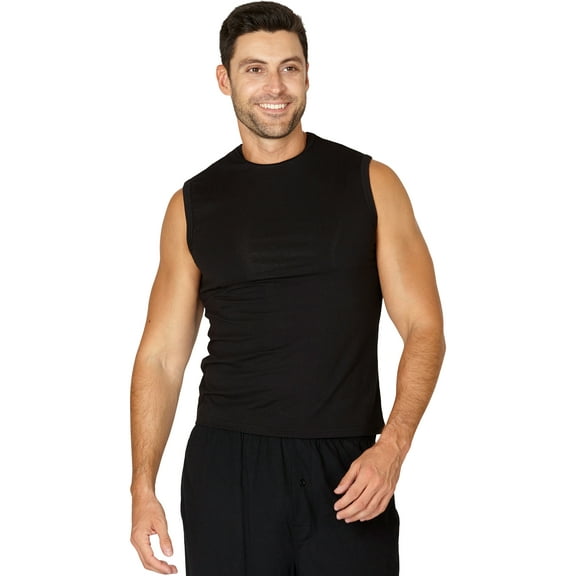 INTIMO Mens Solid Muscle SleevelessTop Shirt