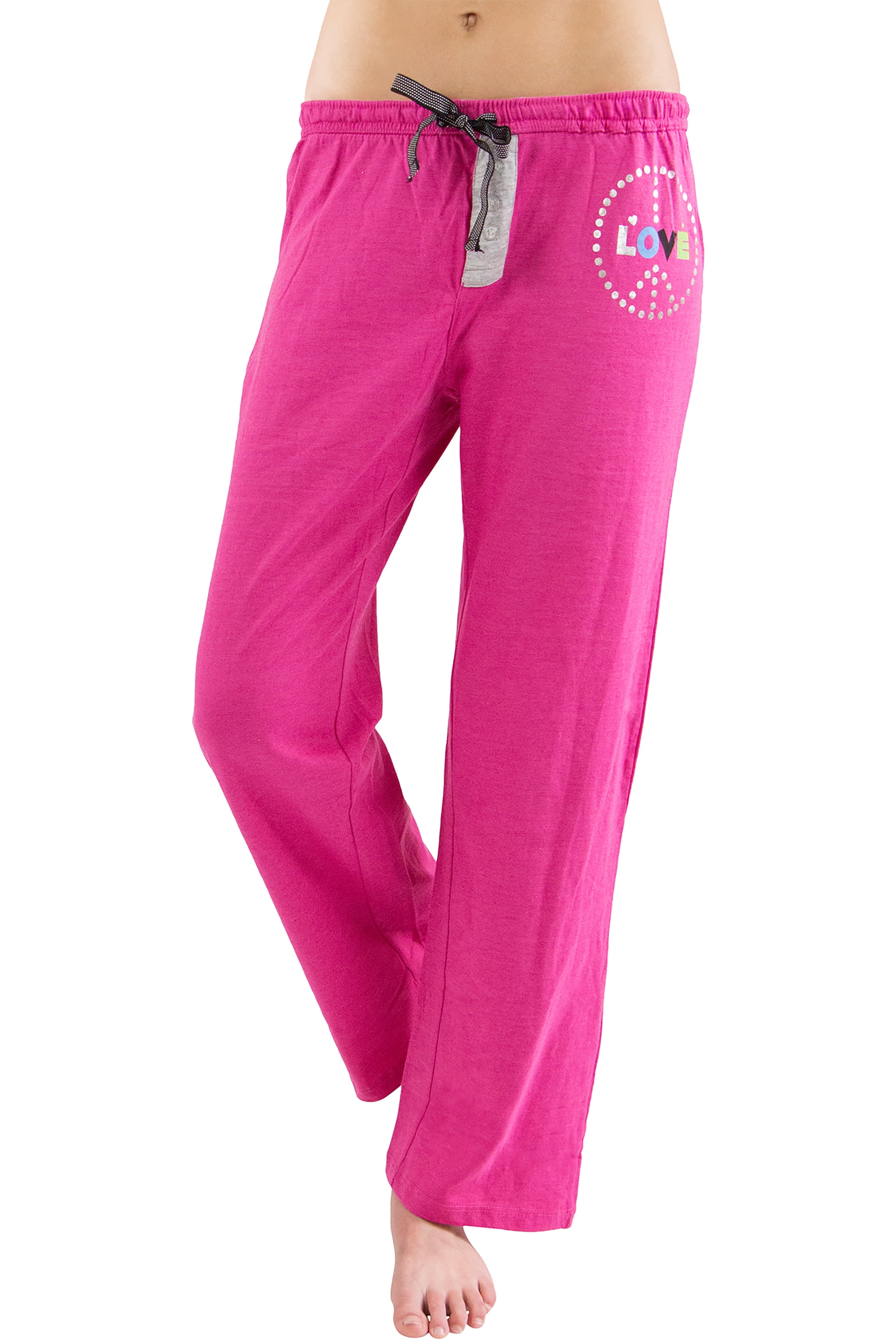 INTIMO Womens Printed Cotton Knit Sleep and Lounge Pants, Pink, Large