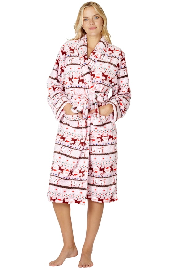 INTIMO Womens Reindeer Holiday Robe