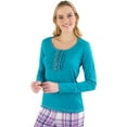 thumbnail image 1 of INTIMO Womens Ruffle Henley Pajama Sleep Top, 1 of 5
