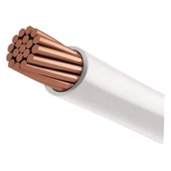 INTL 100ft Pure Copper Grounding Cable Stranded Wire, 10 AWG (#10 Gauge) THHN/THWN-2, Fire Retardant PVC insulation, Electrical Ground Protection Earth Wire (100 feet, White)