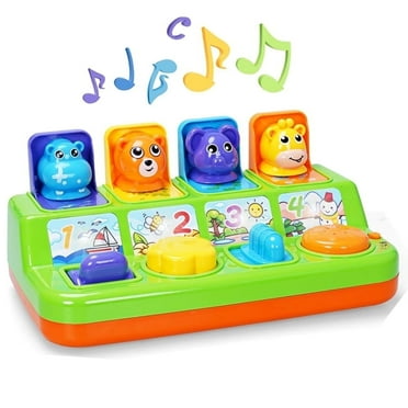 INTMEDIC Pop Up Animal Toys with Light and Music, Montessori Cause and Effect Toy for Infant Baby Toddler 6-12 12-18 Months