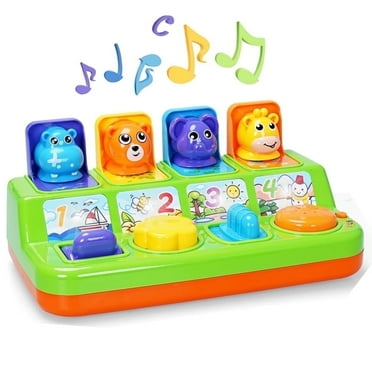 INTMEDIC  Baby Pop Up Toy with Light and Music, Montessori Cause and Effect Toy for Infant Baby Toddler 12-18 Months First 1st Birthday Gifts for Girls Boys