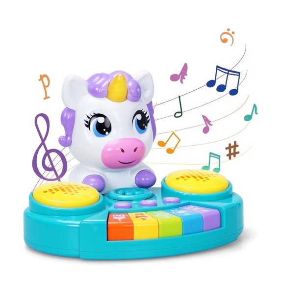 INTMEDIC Unicorn Baby Piano Toy for Babies 6 to 12 Months Early Learning Light Up Music Baby Toys 6 9 12 18 Months First 1st Birthday Gifts for Boys Girls