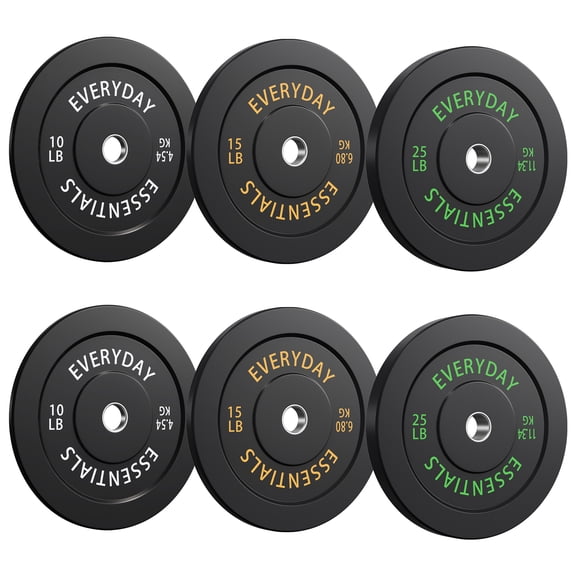 INTRTLOCKINGING TILES 100 LB Bumper Plates, 2-Inch Olympic Black Rubber Weight Set for Home Workouts, Weightlifting and Strength Training