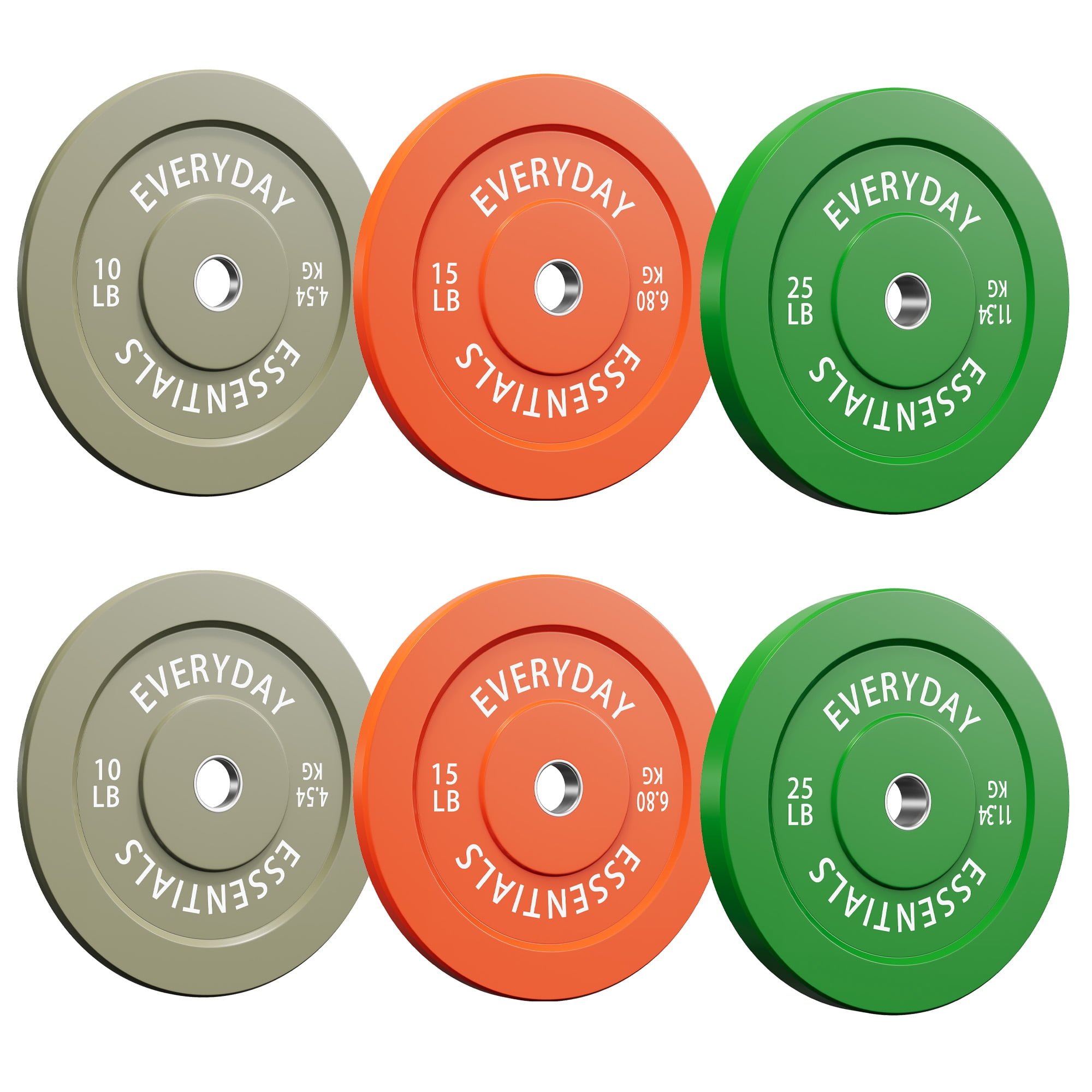 INTRTLOCKINGING TILES 100 LB Colored Bumper Plates Set, Olympic 2-Inch Rubber Weight Plates for Home Workouts, Weightlifting and Strength Training