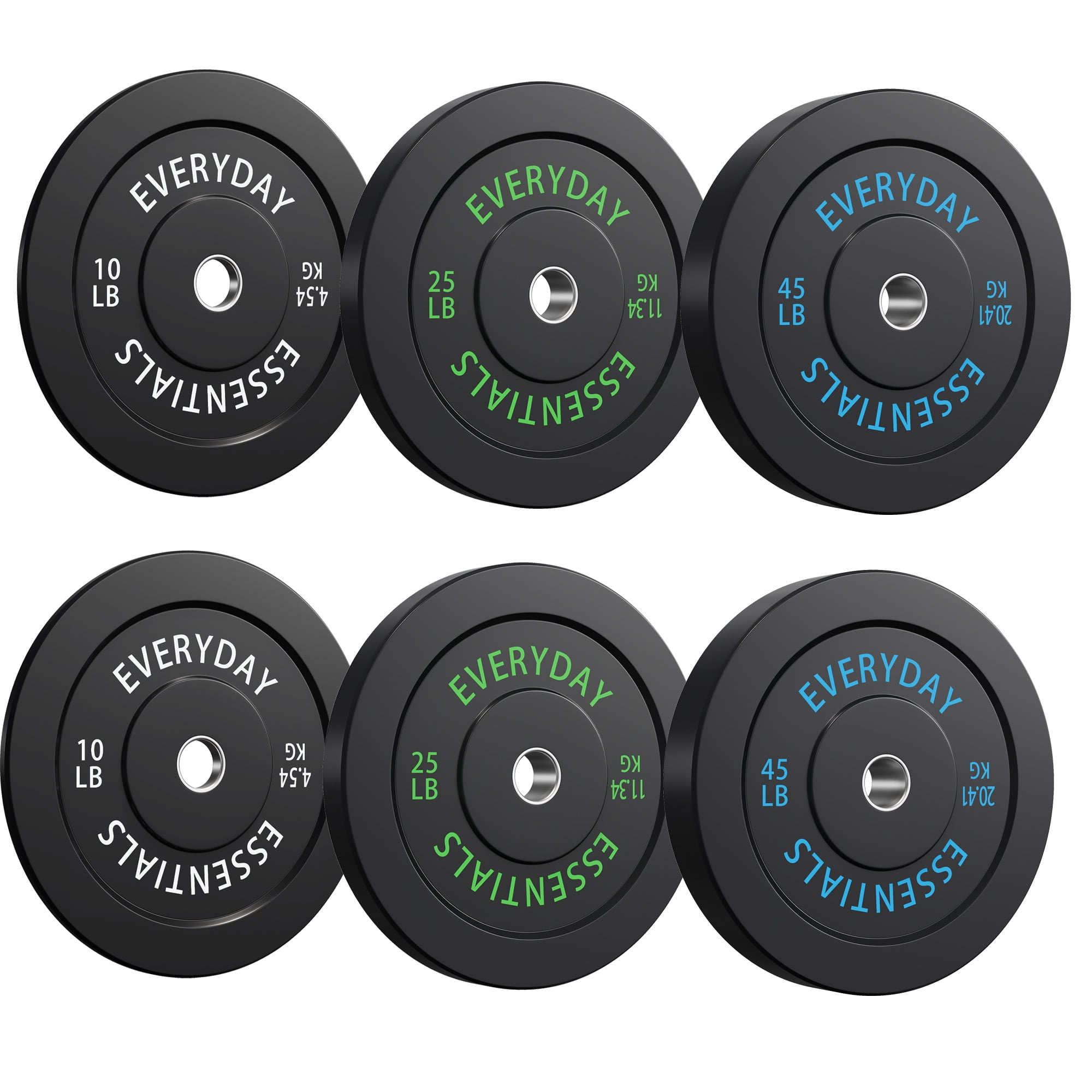 INTRTLOCKINGING TILES 160 LB Bumper Plates, 2-Inch Olympic Black Rubber Weight Set for Home Workouts, Weightlifting and Strength Training
