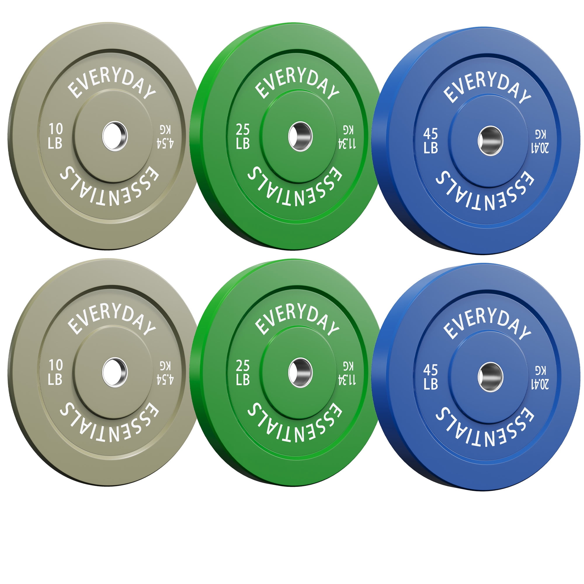 INTRTLOCKINGING TILES 160 LB Colored Bumper Plates Set, Olympic 2-Inch Rubber Weight Plates for Home Workouts, Weightlifting and Strength Training