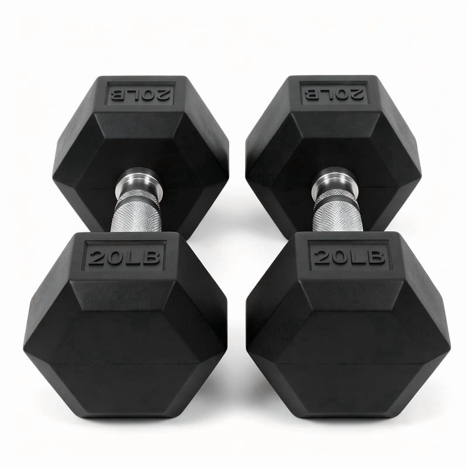 INTRTLOCKINGING TILES 20 LB Dumbbells Set of 2, Rubber Hex Hand Weights with Textured Metal Handles, Fixed Weight Dumbbells for Home Workout and Fitness Training