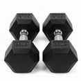 thumbnail image 1 of INTRTLOCKINGING TILES 20 LB Dumbbells Set of 2, Rubber Hex Hand Weights with Textured Metal Handles, Fixed Weight Dumbbells for Home Workout and Fitness Training, 1 of 6