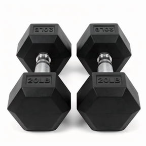 INTRTLOCKINGING TILES 20 LB Dumbbells Set of 2, Rubber Hex Hand Weights with Textured Metal Handles, Fixed Weight Dumbbells for Home Workout and Fitness Training
