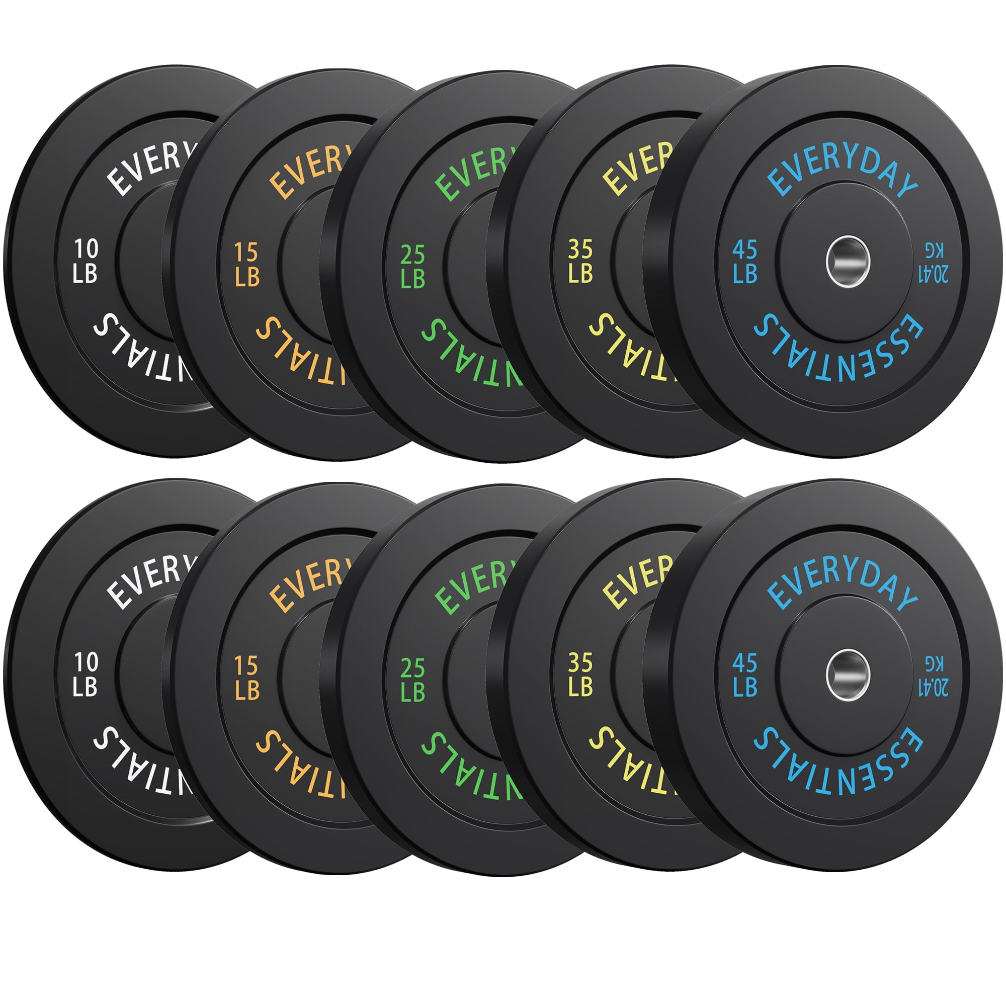 INTRTLOCKINGING TILES 260 LB Bumper Plates, 2-Inch Olympic Black Rubber Weight Set for Home Workouts, Weightlifting and Strength Training