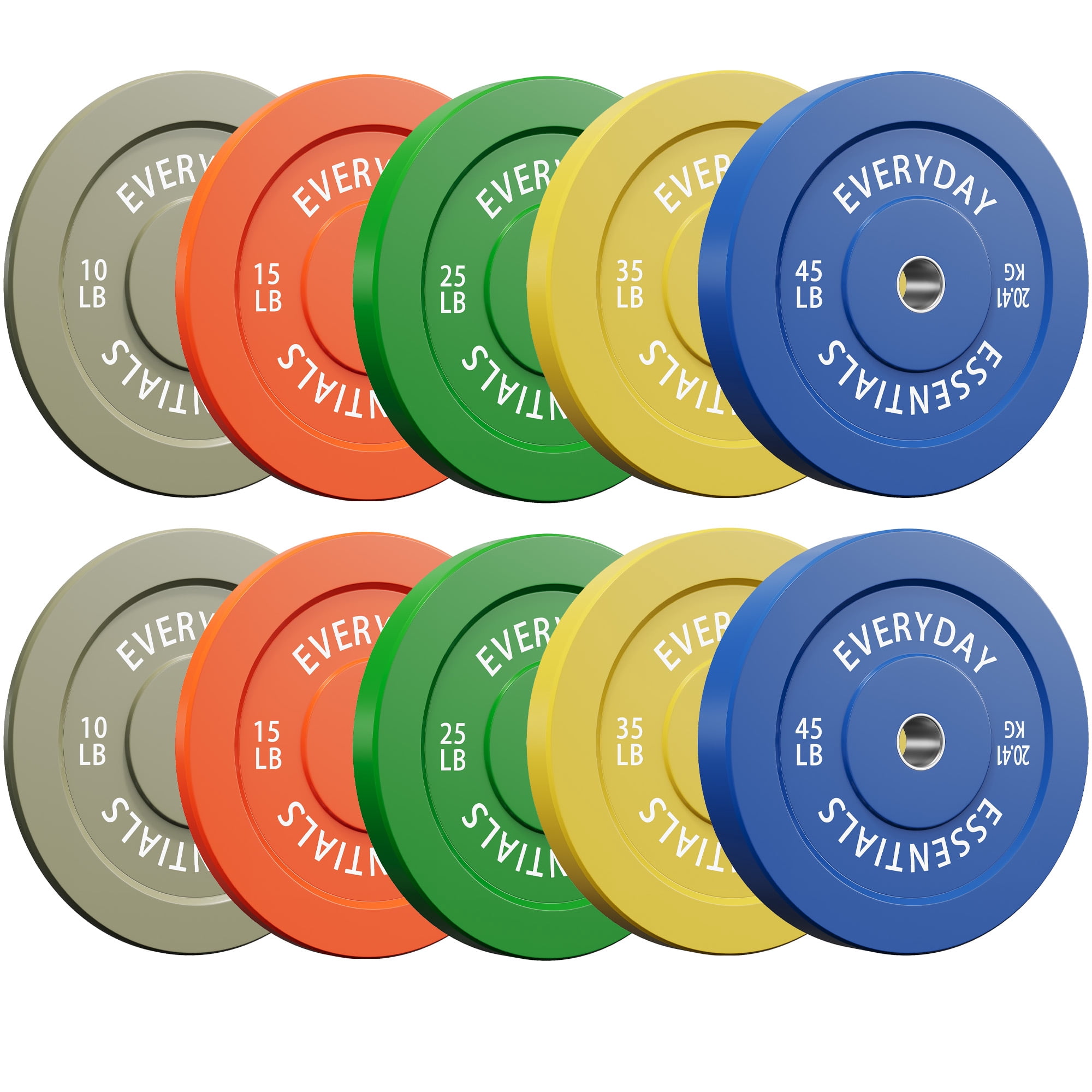 INTRTLOCKINGING TILES 260 LB Colored Bumper Plates Set, Olympic 2-Inch Rubber Weight Plates for Home Workouts, Weightlifting and Strength Training