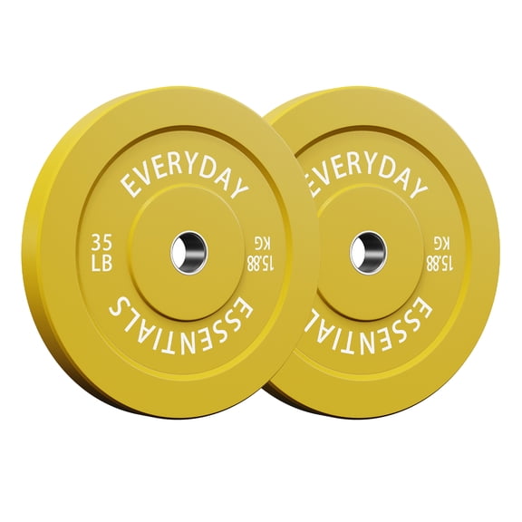 INTRTLOCKINGING TILES 35 LB Olympic Bumper Plate Pair, Rubber Weight Plates with 2-Inch Center Insert, Low-Rebound Design for Home Workouts and Weightlifting