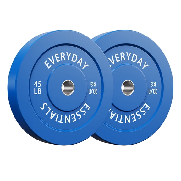 INTRTLOCKINGING TILES 45 LB Olympic Bumper Plate Pair, Rubber Weight Plates with 2-Inch Center Insert, Low-Rebound Design for Home Workouts and Weightlifting