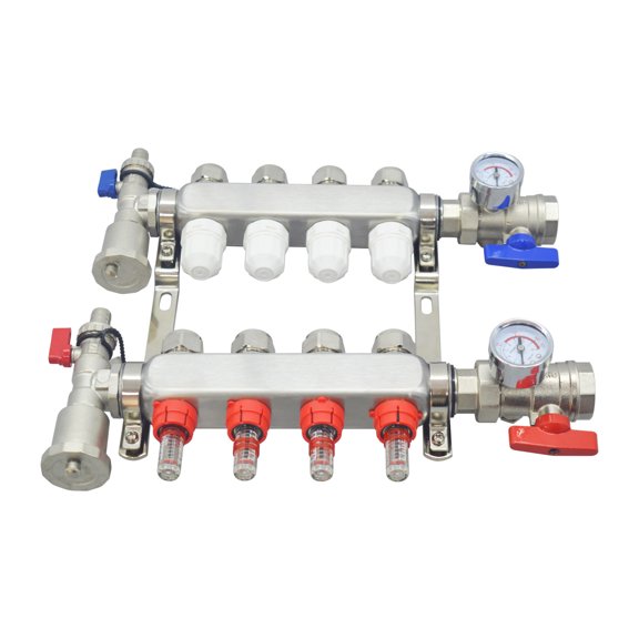 INTSUPERMAI 1/2" Radiant PEX Floor Heating Manifold Set Water Distributor 4 Loops