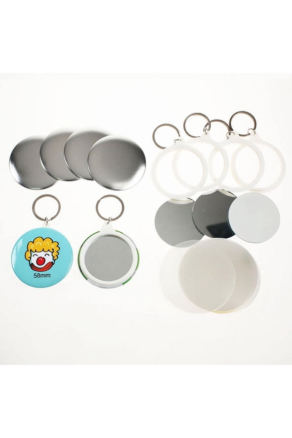 100 Sets 58mm Keychain Mirror Button Badge Maker Component