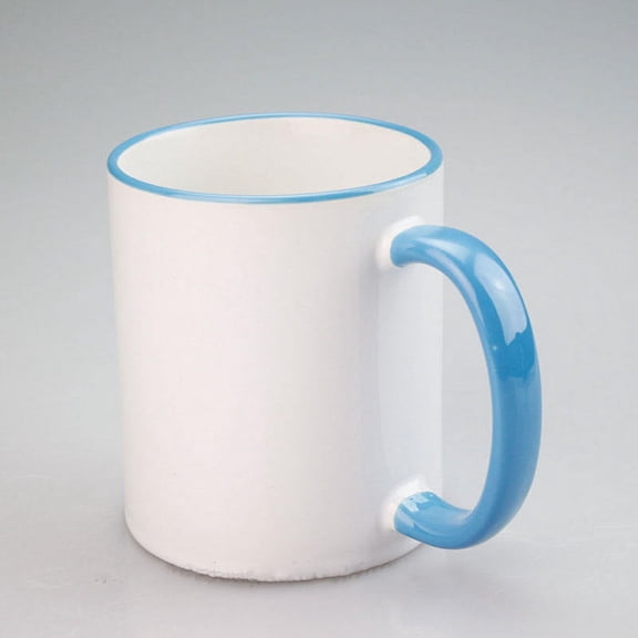INTSUPERMAI 11oz Colorful Rim Handle Mugs Sublimation Blank Enamel Coffee Mugs