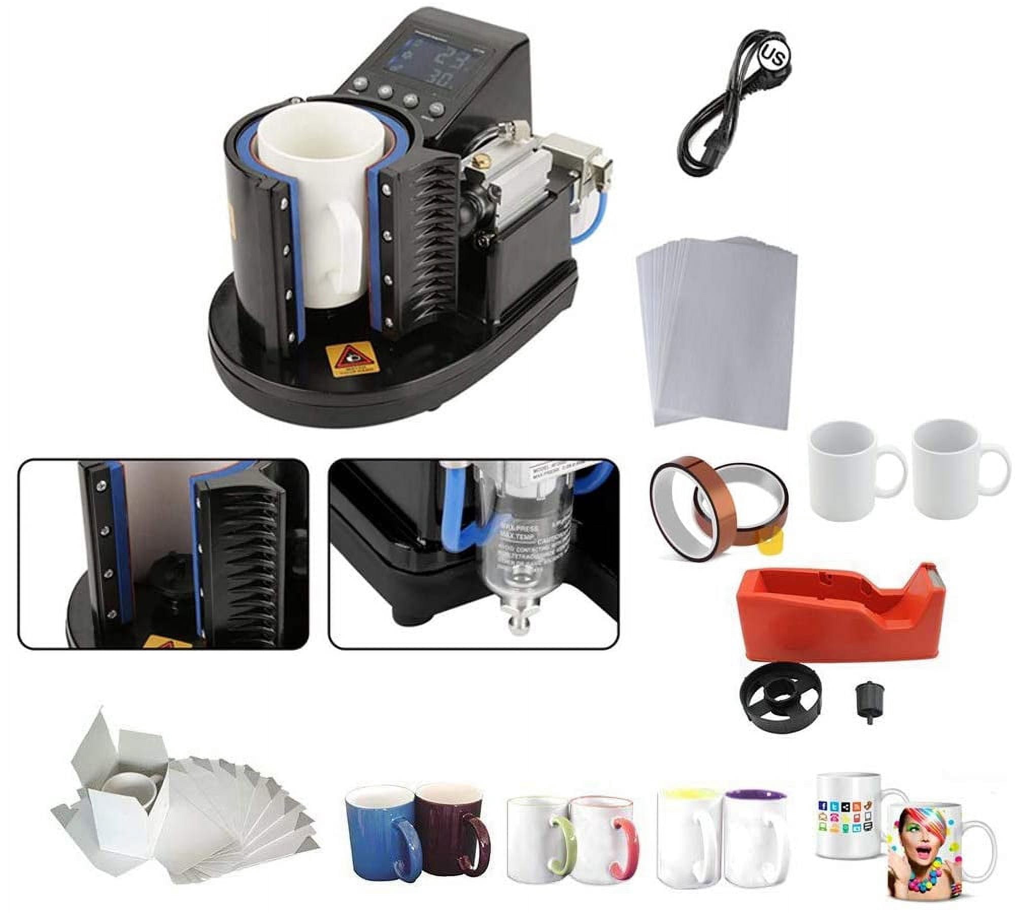 INTSUPERMAI 11oz Pneumatic Mug Heat Press Machine Sublimation Paper Mug Resistant Tape DIY Transfer