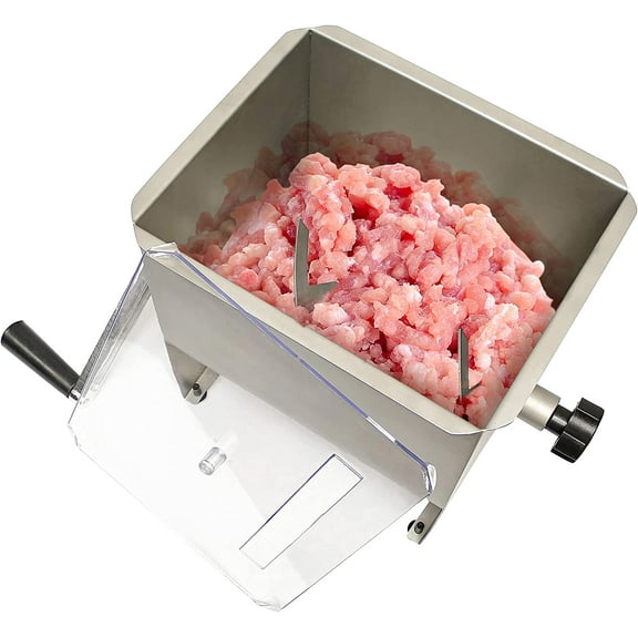 INTSUPERMAI 20lb Manual Meat Mixer Stainless Steel Meat Processing Equipment with Hopper