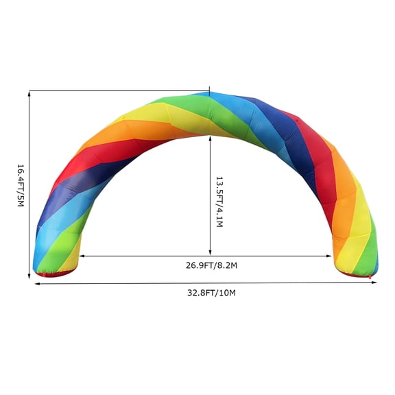 INTSUPERMAI 32.8ft Inflatable Rainbow Arch Oxford Fabric for Advertising Party Decoration