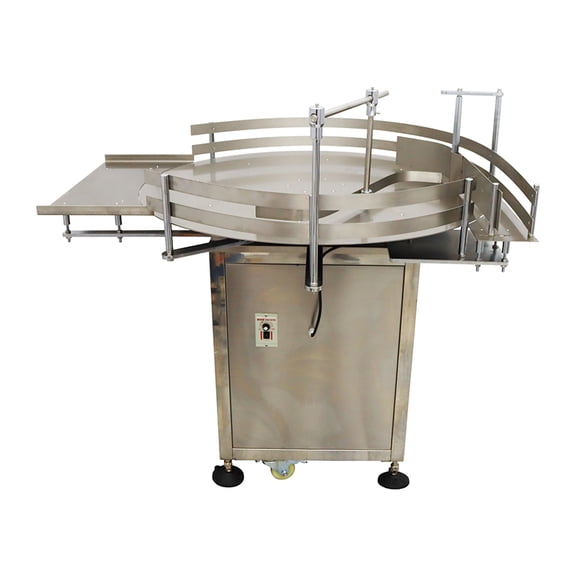 INTSUPERMAI 39.4" Automatic Bottle Accumulation Table Round Bottle Unscrambler Machine Turn Table Rotary Sorter Packing Conveyor