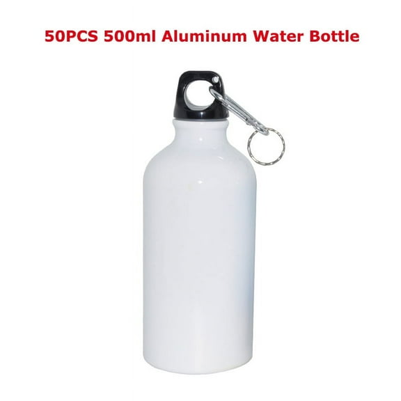 INTSUPERMAI 50PCS Blank Coated 500ml Aluminium Water Bottle Sport Bottle for Sublimation Heat Press Transfer Printing Crafts