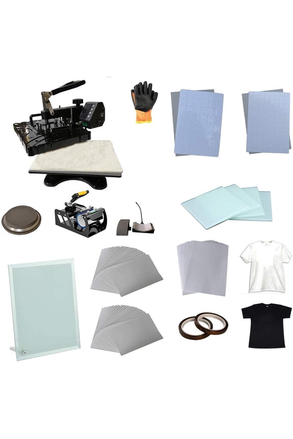 5in1 Heat Press Machine Digital Multifunction Transfer Machine T-shirt Transfer Paper Jigsaw Puzzle Glass Frame Kit