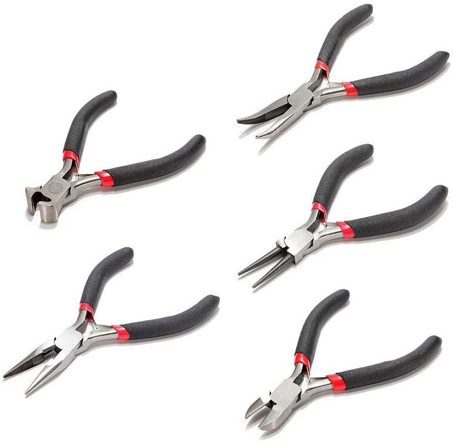INTSUPERMAI 5pcs Jewelers Pliers Set Jewelry Grip Vise Needle Cutters Beading Wire Wrapping Hobby