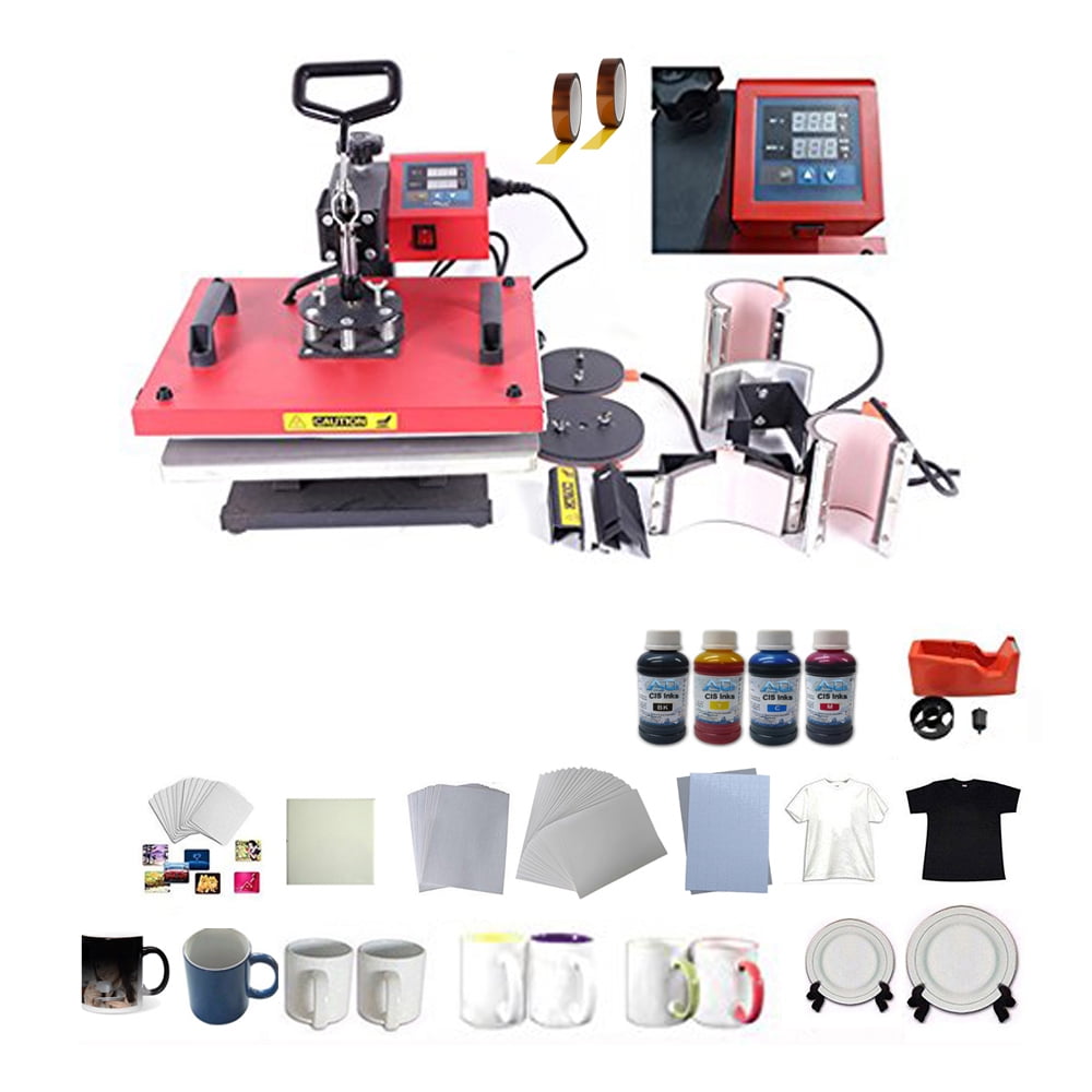 INTSUPERMAI 6in1 Heat Press Machine Paper Mug Ink Tape Sublimation KIT
