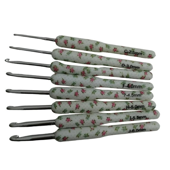 INTSUPERMAI 8pcs Crochet Hook Set Knitting Needles 2.5-6.0mm Soft Pottery Handle