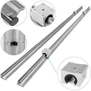 INTSUPERMAI Aluminum Cylindrical Guide Linear Slide Rail Supported Linear Rail Shaft Rod 59.05inch1500mm 2 Rail+SBR12UU*4 Bearing Block Set