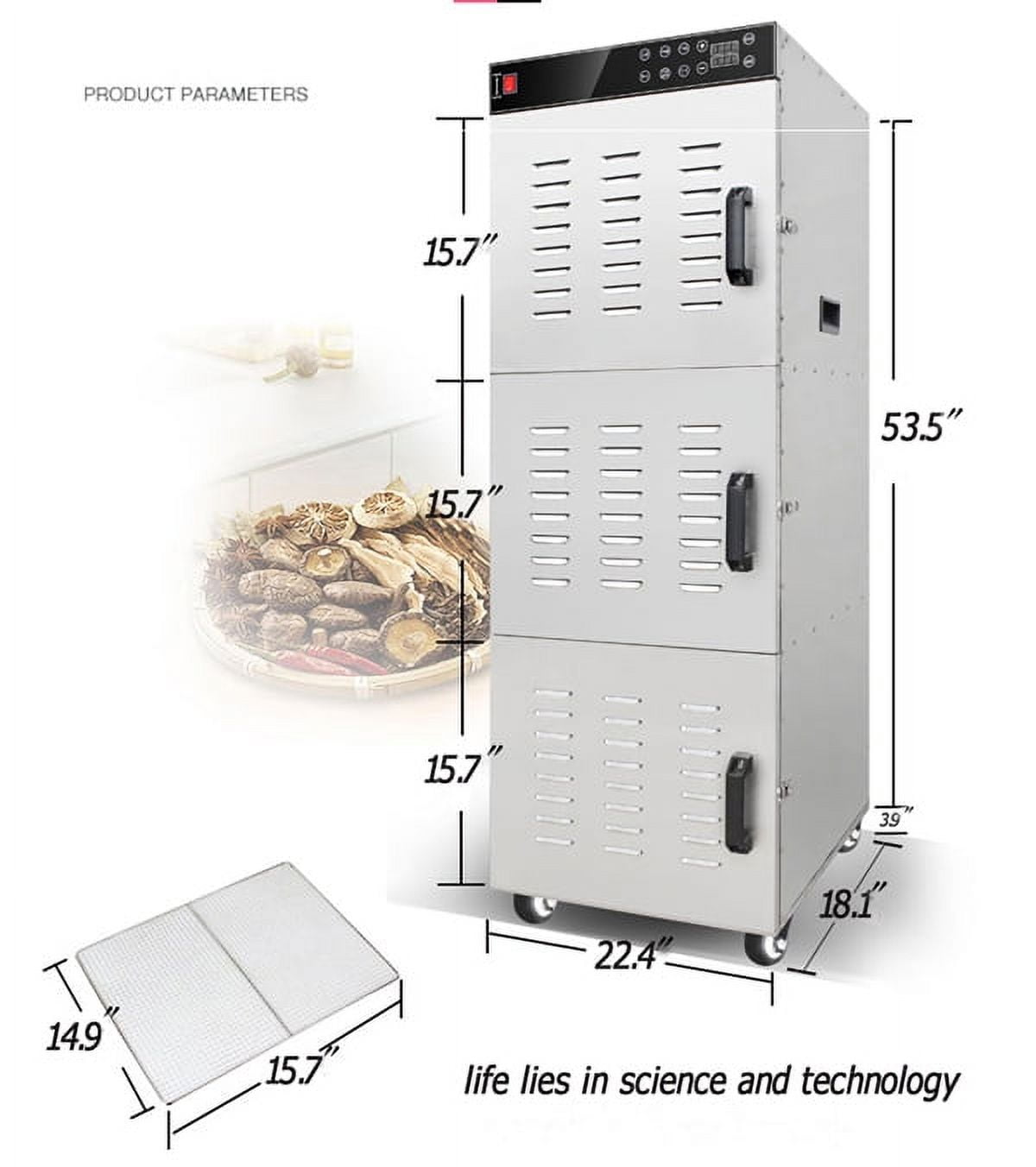 INTSUPERMAI Food Dehydrator 16 Layers Fruit & Vegetable Drying Machine  Vegetable Pet Food Dryer SS 
