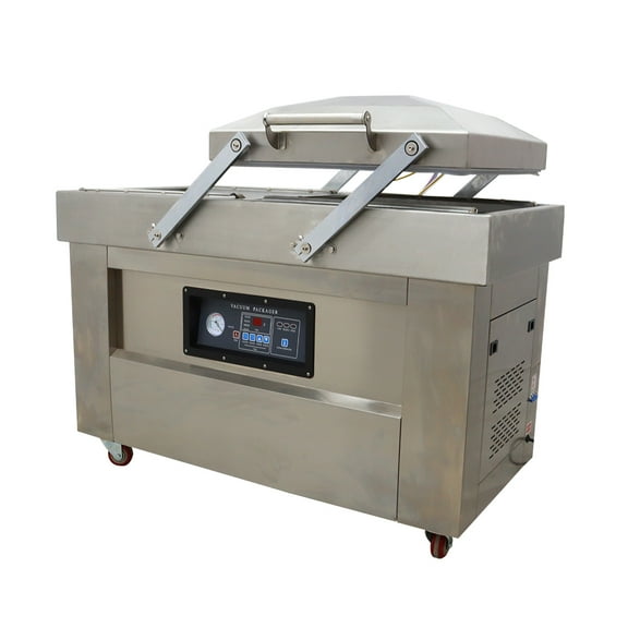 INTSUPERMAI Commercial Vacuum Packaging Machine Sealer for Meat Aquatic Products Vegetables Grains Tea Two Chambers Stainless Steel 20" Sealing Bars