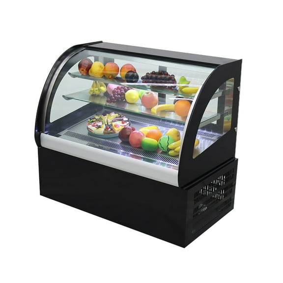 INTSUPERMAI Desktop Refrigerated Cake Display Cabinet Curved Glass Display Freezer Cabinet Showcase 220V