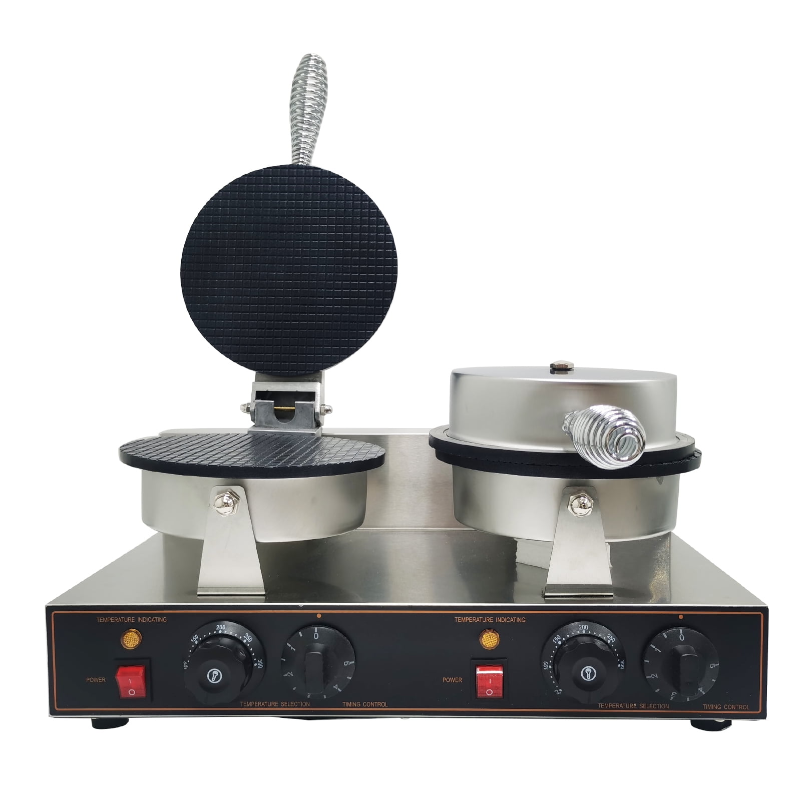 INTSUPERMAI Double Head Electric Ice Cream Cone Machine Waffle Cone Maker with Ice Cream Cone Sleeves