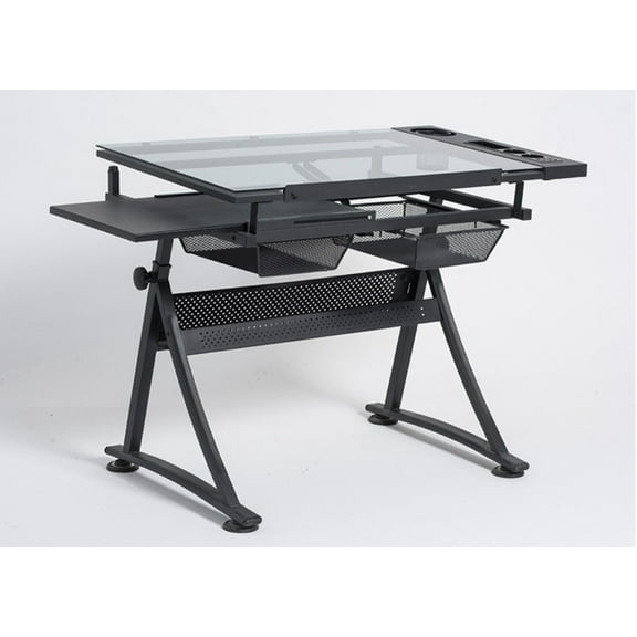 INTSUPERMAI Drawing Station Adjustable Drafting Table Tattoo Stencil Glass Desk Tracing Lift Drawing Work Station Workbench Metal Frame
