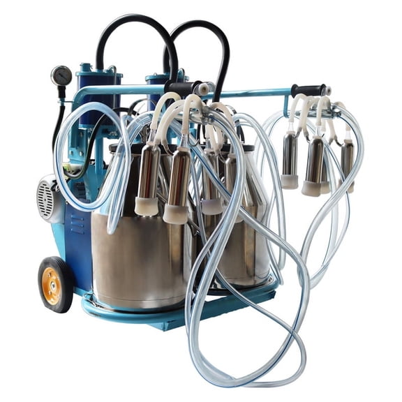 INTSUPERMAI Electric Milker Piston Milking Machine with Two 304 Stainless Steel Bucket for Cows and Sheep