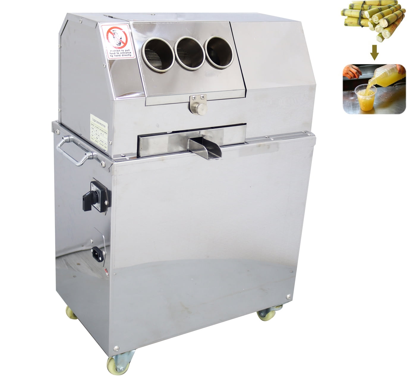 INTSUPERMAI Electric Sugar Cane Press Juicer Extractor with Three Rollers Three Inlets