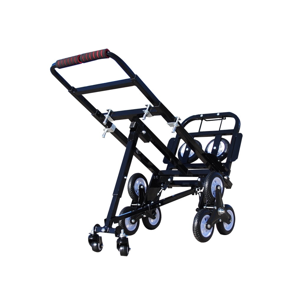 INTSUPERMAI Folding Stair Climbing Cart Portable Hand Truck Luggage Cart 2 Backup Wheels 2 Casters Black