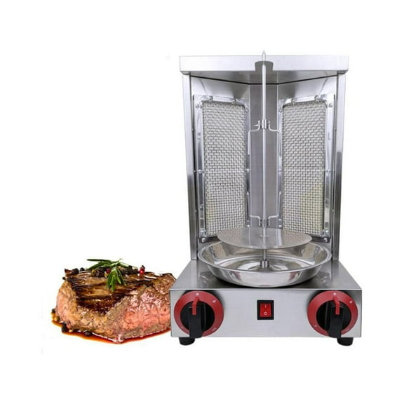 INTSUPERMAI Gas Electric Kebab Making Machine 2 Burners Table Shawarma Machine