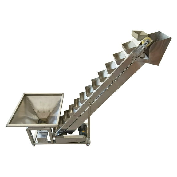 INTSUPERMAI Inclined Bucket Elevator Rice Nut Granule Lifting Conveyor Stainless Steel