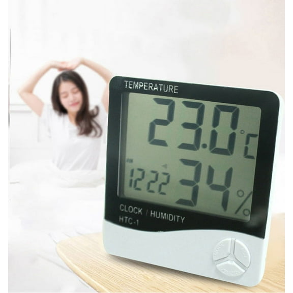 INTSUPERMAI Indoor LCD Digital Alarm Clock Thermometer Temperature Humidity Hygrometer Meter Room Electronic